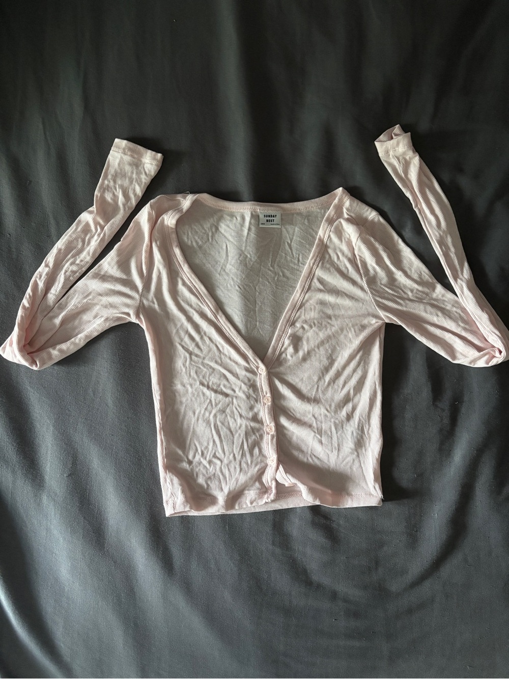 Sunday Best Pale Pink Cropped Ribbed Scoop-Neck Tank